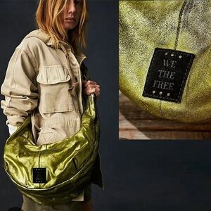 Free People / We the Free metallic green Sparta sling bag